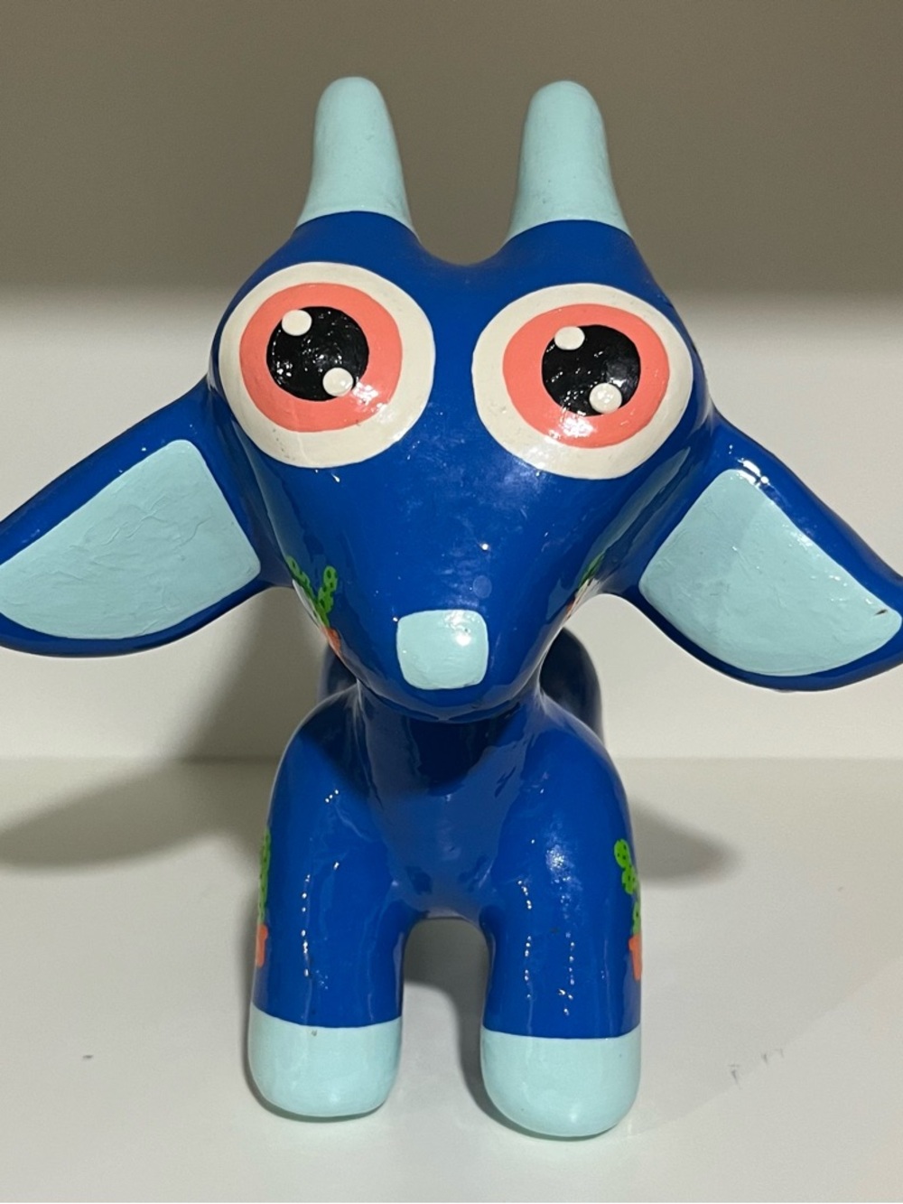 Goatchi // Blue Ceramic Goat with Cactus Design - Picture 2 of 7